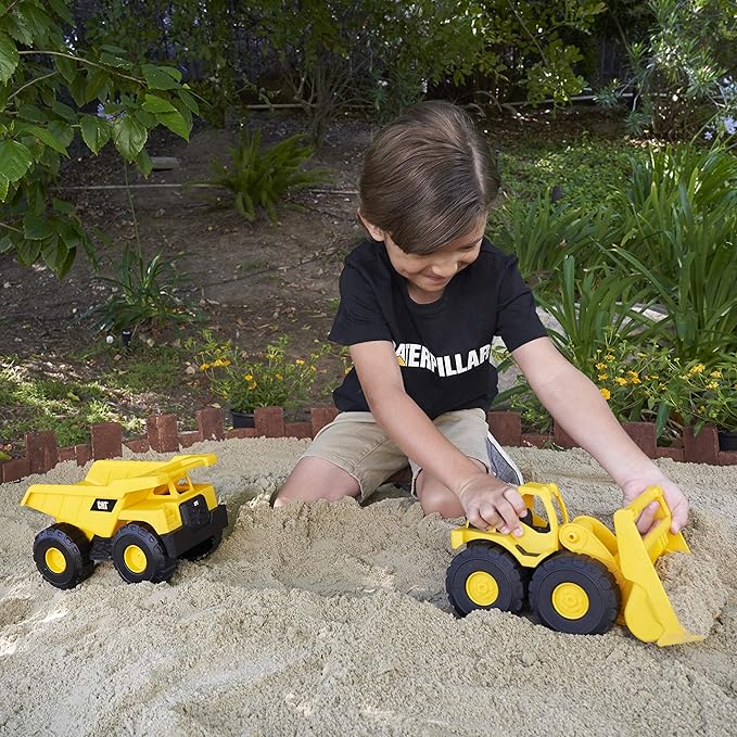 CAT Construction Toys, 2 Pack 10" Construction Fleet Toy Trucks with Articulated Parts, Fun and Durable for Indoor/Outdoor Use, Ages 2+