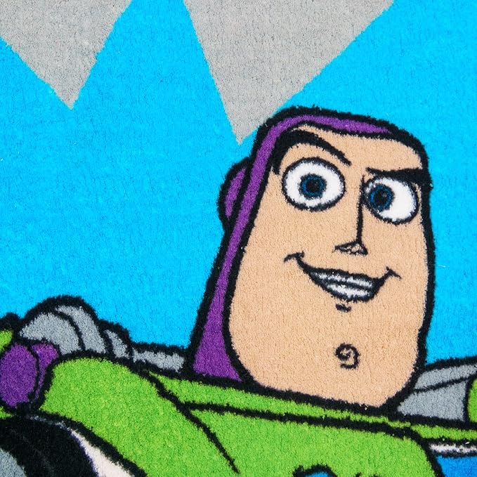 Gertmenian Disney Toy Story Rug Boys Girls Childrens Bedroom Decor Kids Home Play Room Mat Bedding Area Carpet, 3x5 Small, Woody Buzz Lightyear Gray Blue