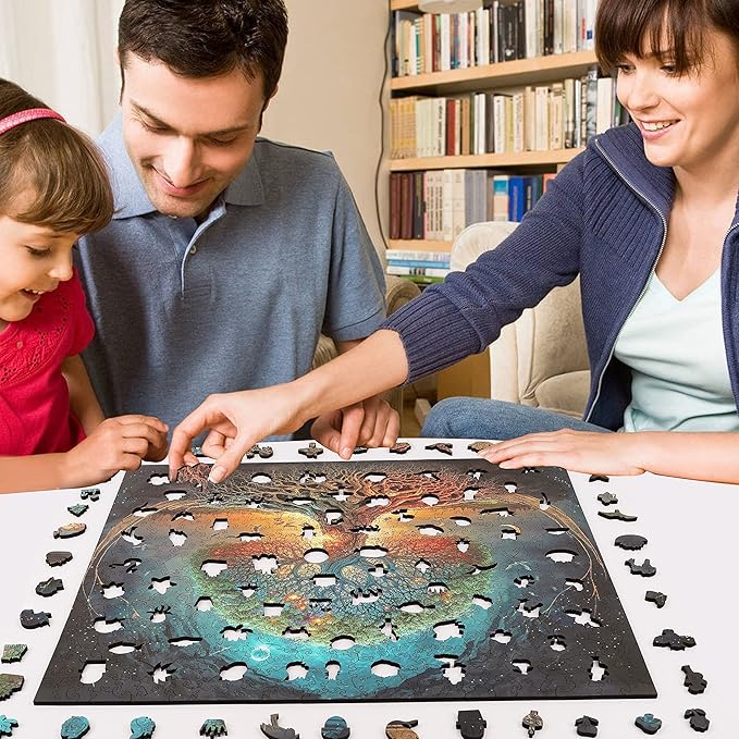 Wooden Puzzles for Adults Tree of Life 200 Piece Puzzles for Adults, Medium Size 8.9'' x 12.6'' Luxurious Unique Shape Puzzles Beautiful Package Best Gift for Family Friends