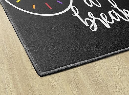 Flagship Carpets Take A Break Childrens Time Clock Classroom Entryway or Home Door Mat or Small Area Rug, 30" x 30", Black