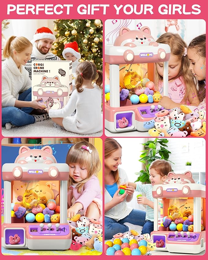 Claw Machine for Kids, Mini Vending With Music, Prize Dispenser Toys for Girls and Boys, Electronic Claw Game for Party Birthdays, Includes 45 Mini Toys (Large)