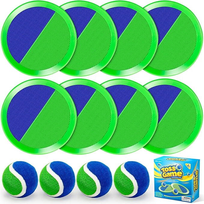 Outdoor Toys for Kids Age 3-5, 4-6, 4-8 - Outside Toss Game Set for 3 4 5 6 7 8 -12 Year Old Boys Girls, Catch Ball Toys for Pool, Beach, Yard- Toddlers Birthday Gifts Easter Basket Stuffers(8 Pack)