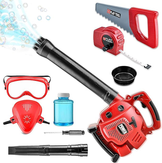 Bubble Leaf Blower for Toddlers - Upgrade Kids Bubble Machine with Gardening Tool Set Toy Leaf Blower, 2 in 1 with Extra Bubble Blower Kit Outdoor Summer Hoilday Party Toys for Boys Girls Age 3 4 5+