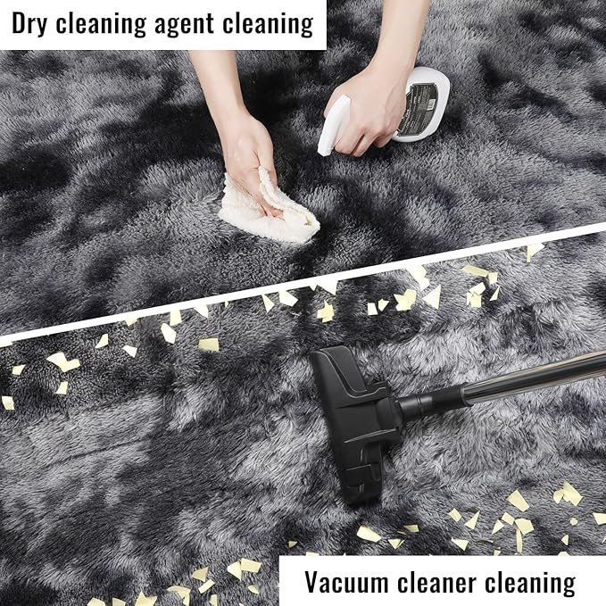 PAGISOFE Abstract Shaggy Area Rug 6x9 Feet,Plush Fluffy Rugs for Living Room,Tie-Dyed Grey Soft Rug for Bedroom,Furry Rugs for Girls Boys Kids Room,Extra Large Fuzzy Rug, Shag Carpets for Room Decor