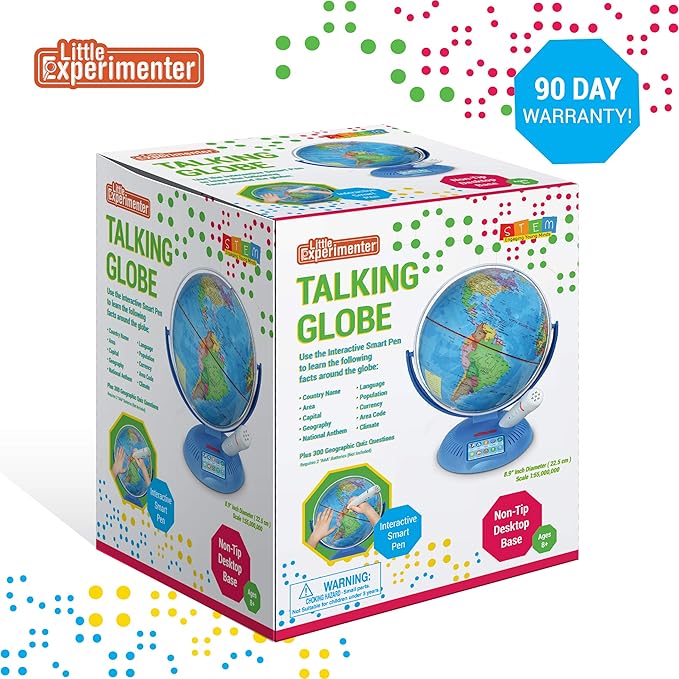 Interactive Globe for Kids with Wireless Smart Pen, 9โ Globes with Stand, Learning & Education STEM Toys, Talking World Map Gift for Children, Birthday Gifts for Boys & Girls Ages 7 8-12 Years Old