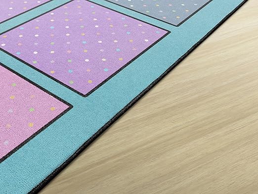 Flagship Carpets Happy Squares Educational Area Rug for Kids Room Seating Décor, Children's Classroom, Play Carpet for Teaching and Playroom, Seats 30, 10'6"x13'2", Blue & Multi Color