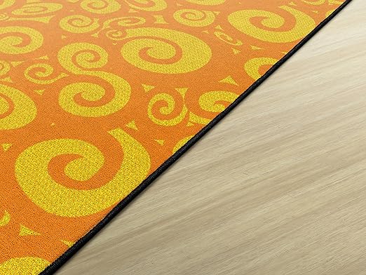 Flagship Carpets Swirl Tone on Tone Carpet for Children's Classroom and Bedroom Area Rug, Playroom or Teaching Area for Playtime and Reading, 6' x 8'4", Orange