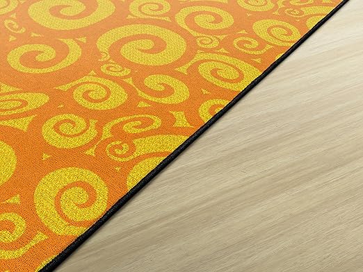 Flagship Swirl Tone on Tone Carpet for Children's Classroom and Bedroom Area Rug, Playroom or Teaching Area for Playtime and Reading, 10'6" x 13'2", Orange