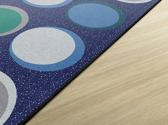 Flagship Carpets Sitting Spots Seating Rectangle Area Rug for Children's Classroom or Kids Playroom, and Home Learning Carpet, Seats 20, 6' x 8'4", Cool Blue