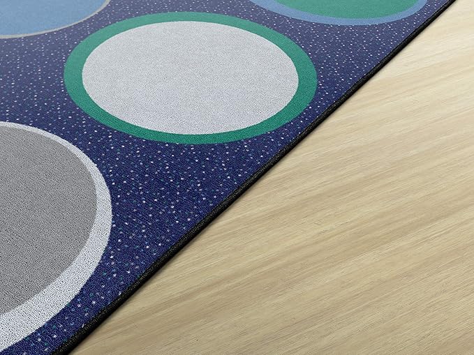 Flagship Carpets Sitting Spots Seating Rectangle Area Rug for Children's Classroom or Kids Playroom, and Home Learning Carpet, Seats 30, 10'6" x 13'2", Cool Blue