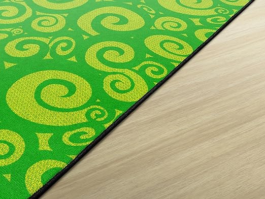 Flagship Carpets Swirl Tone on Tone Carpet for Children's Classroom and Bedroom Area Rug, Playroom or Teaching Area for Playtime and Reading, 7'6" x 12', Lime