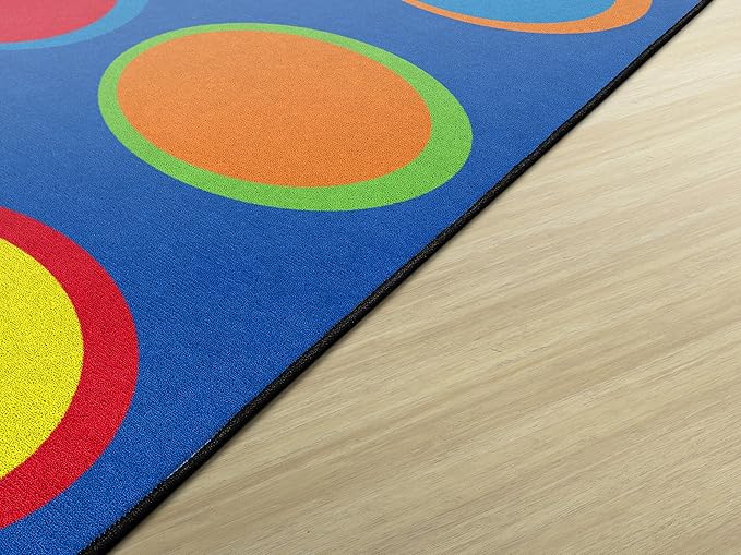 Flagship Carpets Sitting Spots Seating Rectangle Area Rug for Children's Classroom or Kids Playroom, and Home Learning Carpet, Seats 30, 10'6" x 13'2", Blue