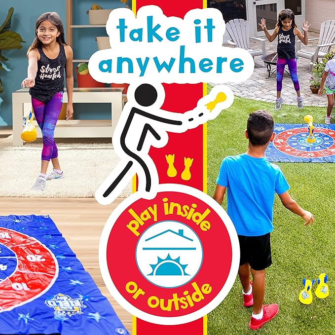 Franklin Sports Toss N' Flip Darts - Indoor and Outdoor Darts Game for Kids - Yard Toss Game with Inflatable Darts Red/Blue