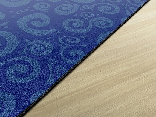 Flagship Swirl Tone on Tone Carpet for Children's Classroom and Bedroom Area Rug, Playroom or Teaching Area for Playtime and Reading, 6' x 8'4", Blue