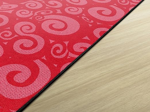 Flagship Carpets Swirl Tone on Tone Carpet for Children's Classroom and Bedroom Area Rug, Playroom or Teaching Area for Playtime and Reading, 6' x 8'4", Cherry