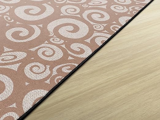 Flagship Carpets Swirl Tone on Tone Carpet for Children's Classroom and Bedroom Area Rug, Playroom or Teaching Area for Playtime and Reading, 6' x 8'4", Almond