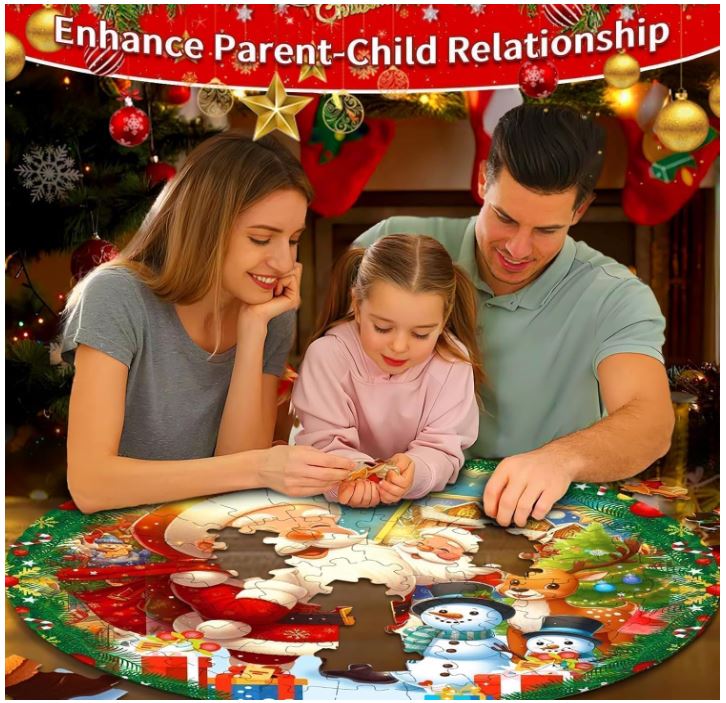 71 Piece Christmas Puzzles Kids Santa Puzzle Winter Jumbo Floor Puzzle for Kids Ages 3,4,6,9,10,11,12+,Holiday Floor Jigsaw Puzzles,Kid's Early Learning Floor Puzzles Christmas Birthday Gift