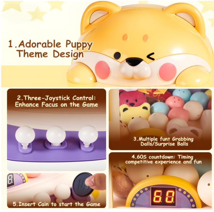 Toy Claw Machine for Kids, Kids Vending Machines with Adjustable Sound, Mini Arcade Claw Machine for Candy Grabber Prize Dispenser Home Party Christmas & Birthday Gifts for Children/Adults, Ages 3+