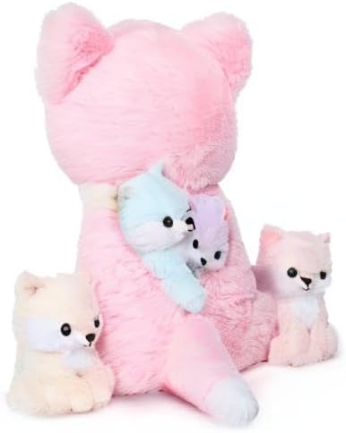 MorisMos Fox Stuffed Animals with Baby Inside, Soft 19 Inch Stuffed Fox Plush Toys Mommy & Babies Set, Gift for Women, Girls, Kids on Mother's Day, Birthday, Christmas