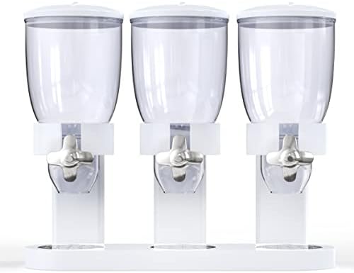 Triple Food Dispenser - Easy To Use Dry Food Dispenser Perfect As A Candy, Nuts, Rice, Granola, Cereal Dispenser & More - Dispensing 1 Ounce Per Twist And Preserving Freshness For Fun, Easy Serving.