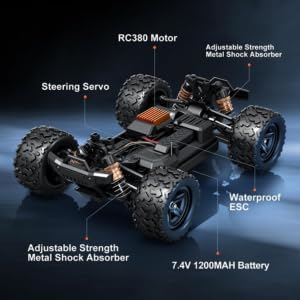 RC Car, 1:20 Scale High-Speed Off-Road Monster Truck, 4WD 20 KM/H, 2.4GHz Remote Control, Rechargeable