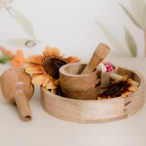Wooden Funnel & Sensory Play Set – Montessori Pouring, Scooping & Grinding Kit for Loose Parts & Water Play, Natural Mango Wood
