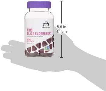 Amazon Brand - Mama Bear Vegetarian Kids Black Elderberry Gummies 300 mg with Vitamins C, D, E and Zinc, Immune System Support, 60 Count (1 to 2 Month Supply), Non-GMO, Gluten Free, elderberry gummies