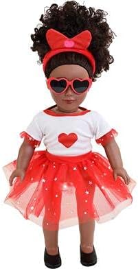 Playtime by Eimmie 18 Inch Doll Clothes and Accessories, Holiday Day Outfit with Red Tutu Dress & Matching Headband, Clothing Sets & Stuff - Fits American, Generation & Similar 18Â” Dolls for Girls