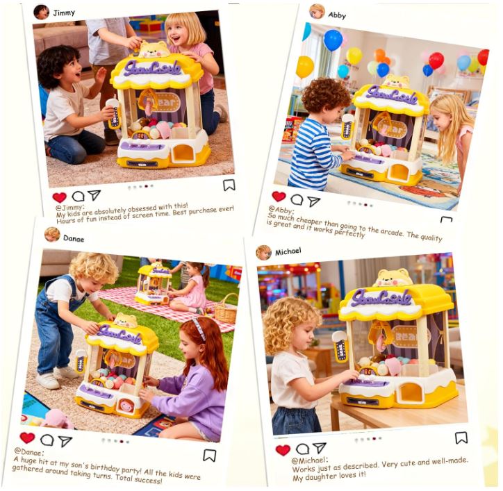 Toy Claw Machine for Kids, Kids Vending Machines with Adjustable Sound, Mini Arcade Claw Machine for Candy Grabber Prize Dispenser Home Party Christmas & Birthday Gifts for Children/Adults, Ages 3+