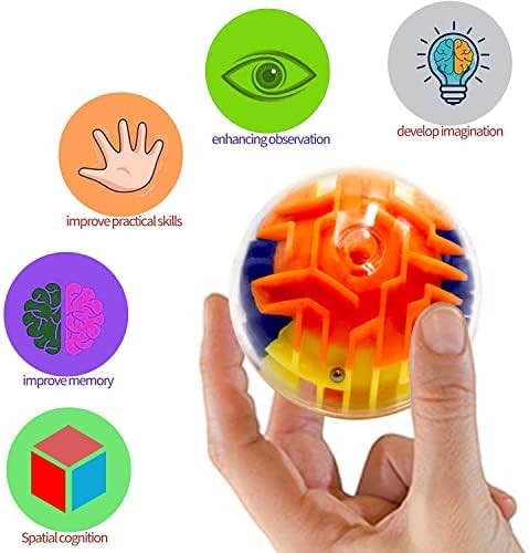Nothers 3D Maze Brain Teaser Puzzles, 6 Pcs Set, Modern Style, Ages 6-12, Bright Colors, Beginner Level, Spatial Awareness, Patience Skill, Hand-Eye Coordination, Focus