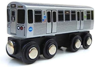 MUNI PALS Munipals Wooden Chicago Transit Authority CTA L Subway Train Three (3) Car Set Orange Pink Green Lines