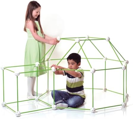 EVEREST TOYS Crazy Forts - 69 Piece Glow in The Dark Fort Building Kit for Kids 5, 6, 7, 8 - Buildable Indoor/Outdoor Kids DIY Stem Toys - 1 Box, 69Pcs