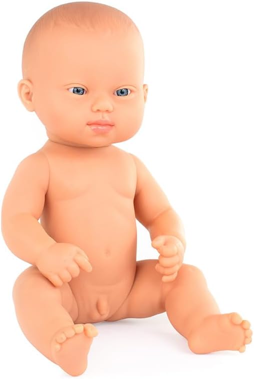 Miniland Doll 12 5/8'' Caucasian Boy Baby Doll with Down Syndrome (Polybag) -Made in Spain, Inclusive Anatomically Correct with Diverse Features, Handmade Baby Doll