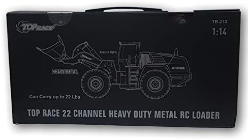 Top Race 10 Channel RC Bulldozer Full Functional Remote Control Front Loader Construction Tractor - Full Metal Toy, 1:14 Scale, Remote Control Construction Vehicles, Can Dig up to 3.5 lbs