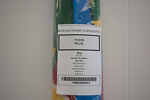 Kids Rug Numbers and Letters Area Rug 3' x 5' (3'3" X 4'9") (39" x 56") (99cm x 142cm) Non Slip Gel backingNUMBERS and Letters