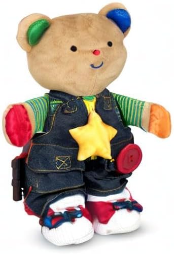 Melissa & Doug K's Kids - Teddy Wear Stuffed Bear Educational Toy - Plush Bear Zipper And Button Learning Toy for Toddlers