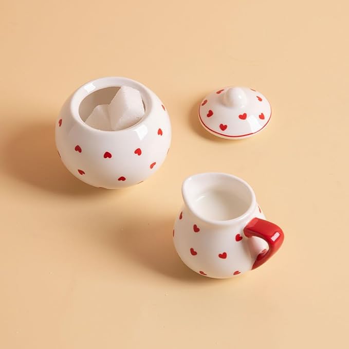 Sweejar Porcelain Tea Set for Little Girls,Kitchen Toys Tea Party Set for Kids Toddler Kitchen Pretend Toy Include Children Teapot, Cup & Saucer Sugar Bowl and Cream Pitcher(Turquoise Polka Dot)