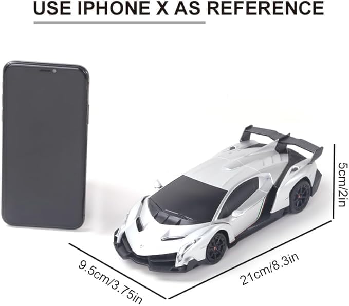 Vinie Remote Control Car for Boys, RC Cars Lamborghini, 1:24 Scale Officially Licensed Kids Toys, Lambo Veneno Drift Car with Cool Led Lights, 4 5 6 7 8 9 10 11 12 Year Old Boy Birthday Gift (Silver)