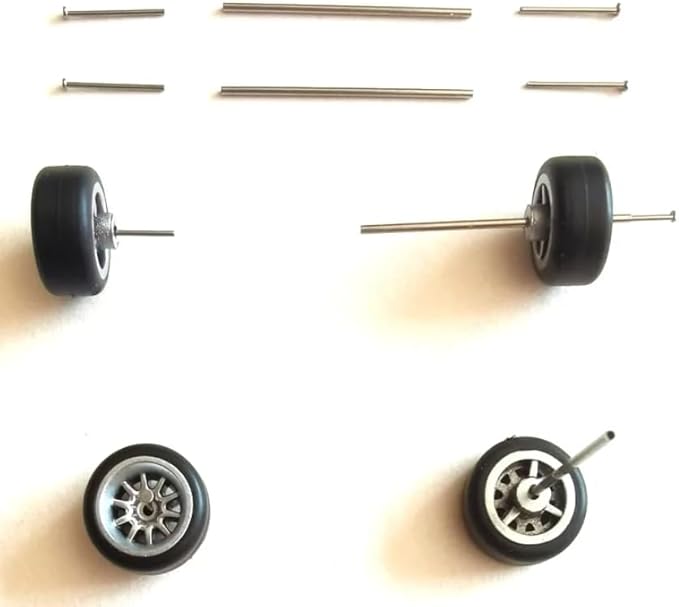 1:64 Scale Rubber Tire and Axle Set – 10-Pack Custom Wheels with Easy-Install Axles for Hot Wheels & Matchbox Cars – Mixed Styles, No Drilling Needed