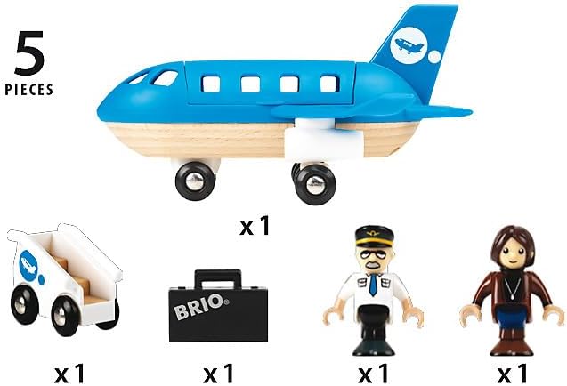 BRIO World - 33306 Airplane | Stimulating Wooden Toy Plane Set | Enhances Creativity and Logical Thinking | Compatible with BRIO Railway Toys | for Kids Aged 3+