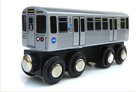 MUNI PALS Munipals Wooden Chicago Transit Authority CTA L Subway Train Three (3) Car Set Orange Pink Green Lines