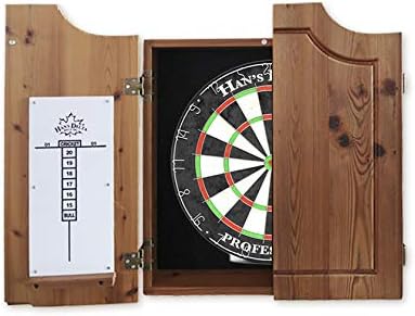 HAN'S DELTA Professional Bristle Dartboard Cabinet Set, Metal Corner Reinforcement, Regulation Steel Tip Dartboard, Includes 6 Steel Tip Darts and Scoreboards (Louis)