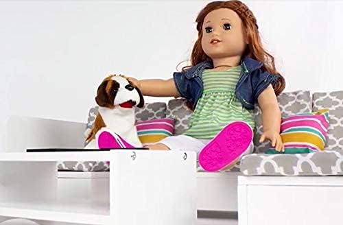 Playtime by Eimmie 18 Inch Doll Furniture Couch & Living Room Set – Wooden Playset with TV & Pet Accessories, Fits American, Generation, My Life & Similar 14”-18” Dolls