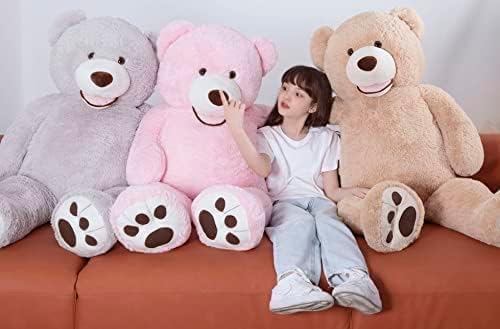 MorisMos Smile Giant Teddy Bear, 51inch Large Stuffed Bears with Big Footprints, Big Stuffed Animals Cuddly Plush Gifts for Girlfriends, Boyfriend, Brown