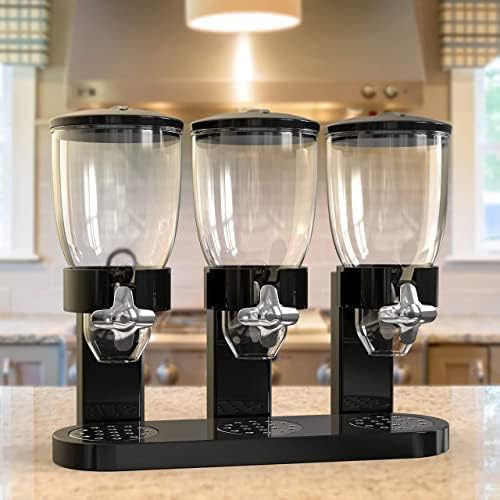 Triple Food Dispenser - Easy To Use Dry Food Dispenser Perfect As A Candy, Nuts, Rice, Granola, Cereal Dispenser & More - Dispensing 1 Ounce Per Twist And Preserving Freshness For Fun, Easy Serving.
