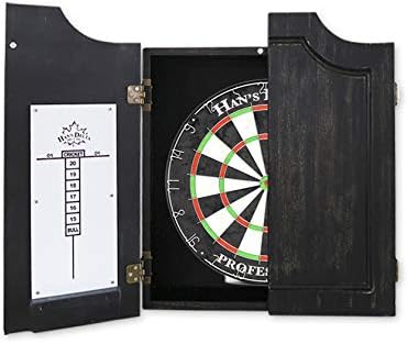 HAN'S DELTA Professional Bristle Dartboard Cabinet Set, Metal Corner Reinforcement, Regulation Steel Tip Dartboard, Includes 6 Steel Tip Darts and Scoreboards (Oakville)