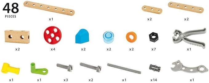 BRIO Builder 34586 - Comprehensive 49 Piece STEM Building Set | Enhanced with Wood and Plastic Pieces | Ideal Learning Toy for Kids Aged 3 and Up | FSC Certified