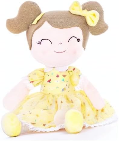 Gloveleya Baby Girl Gift Soft First Baby Doll Plush Doll Floral Yellow 16 "