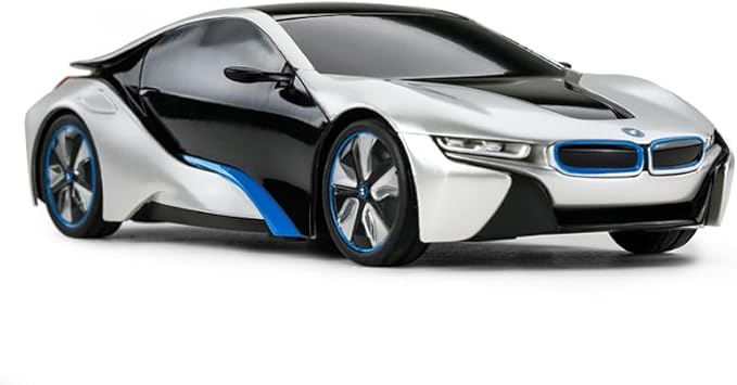 Official Licensed BMW I8 RC with 2.4Ghz| 1:24 Scale Radio Remote Control Super Sport Racing Hobby Model Toy for Boys, Girls, and Adults | Perfect Birthday Idea Gift (Silver)
