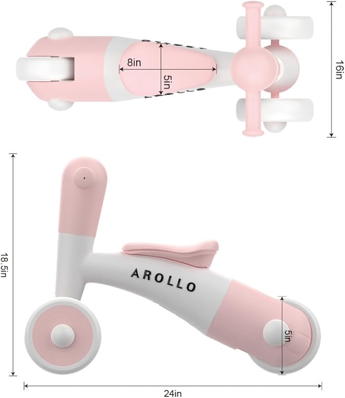 3-Wheel Baby Balance Bike for Toddlers 1-2 Years Old (8-24 Months), Adjustable Seat & Anti-Tip Design, Learning Walker Toy, First Birthday Gift for Boys & Girls